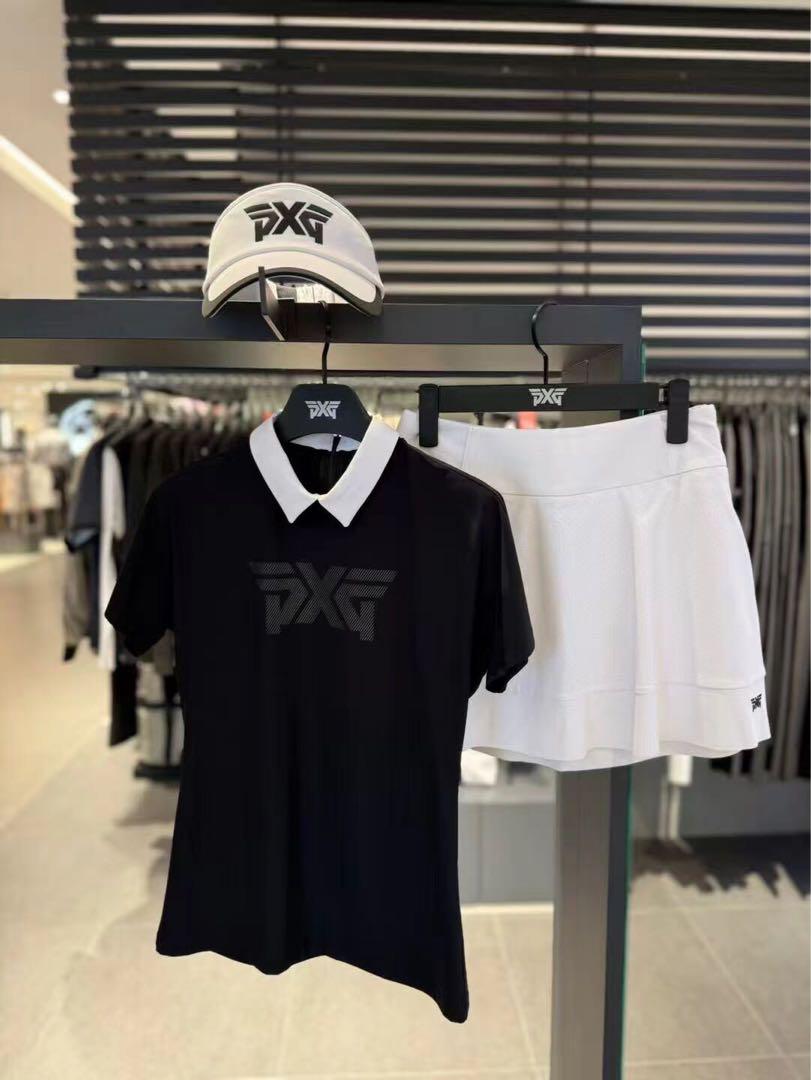 PXG 新作 レディース 半袖 ポロシャツ ブラック ゴルフウェア