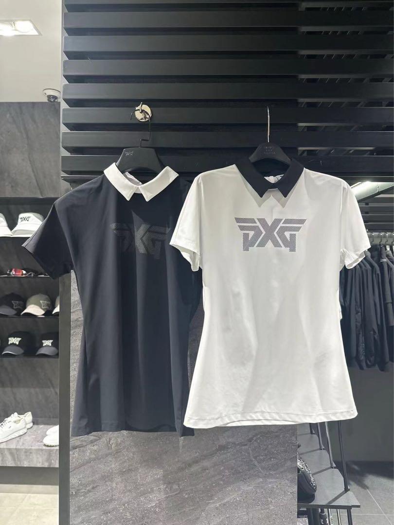 PXG 新作 レディース 半袖 ポロシャツ ブラック ゴルフウェア