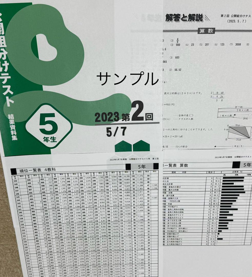 四谷大塚 組分けテスト 5年生 2年分過去問・解答資料集 早稲アカ