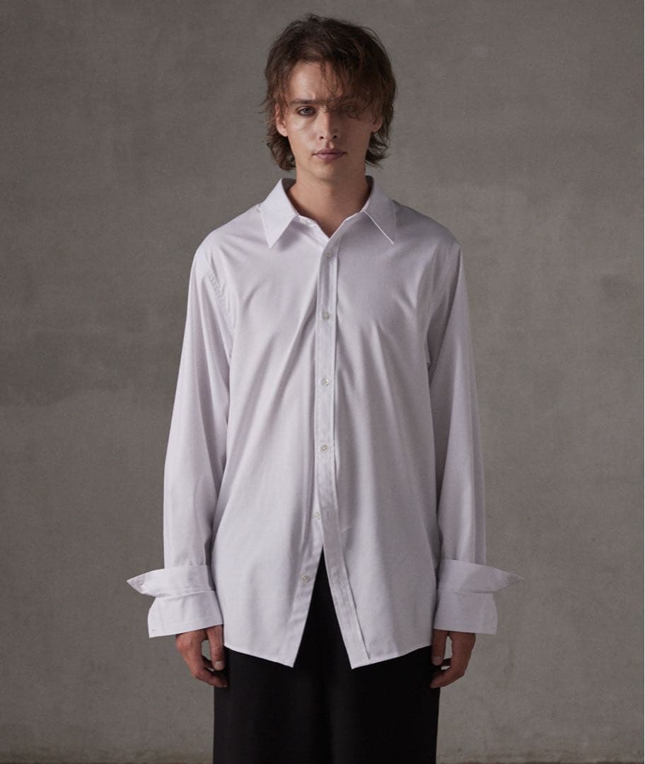 GRANCY ダブルカフスデザイン カーブライン シャツ 白