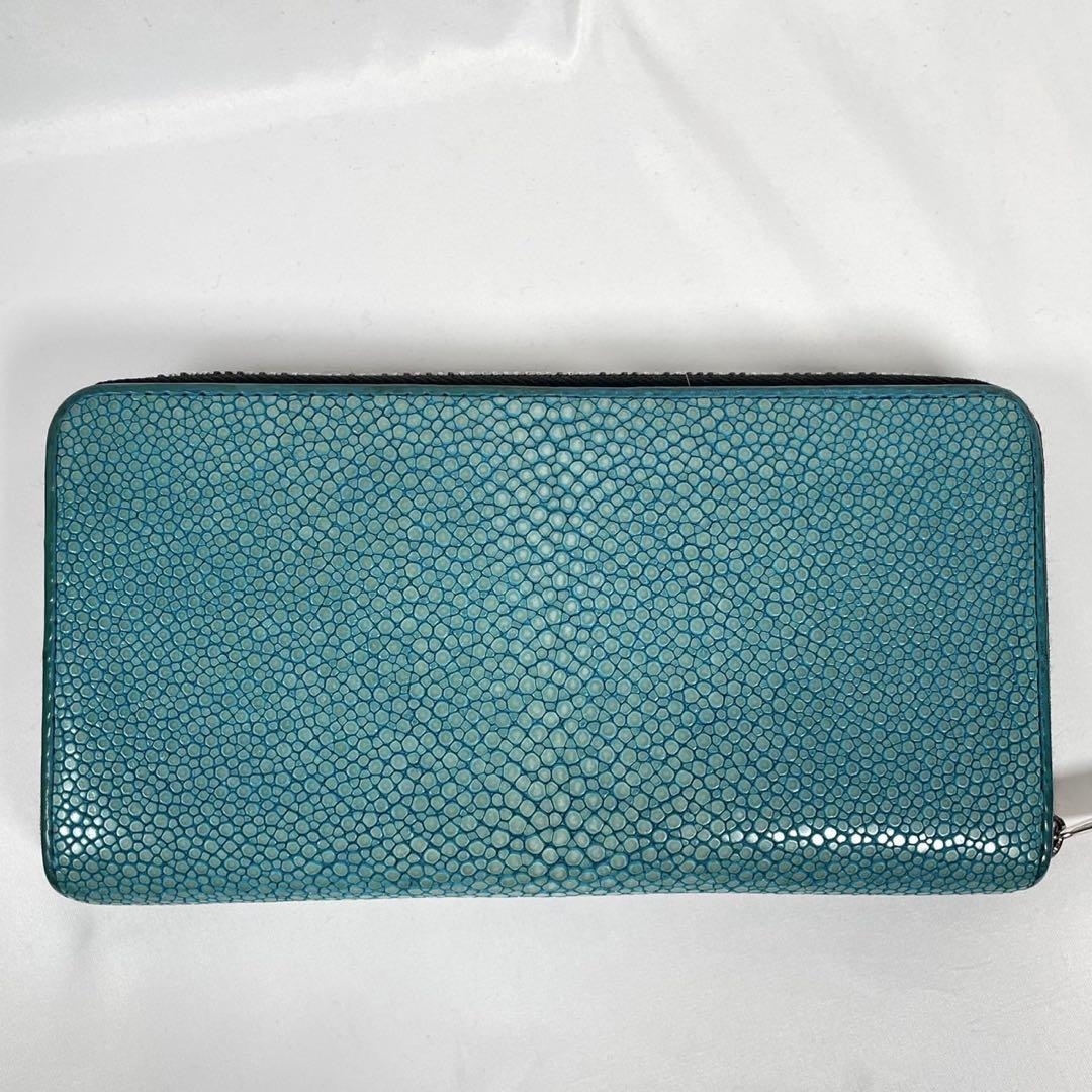 美品 BAHARI バハリ 長財布 ラウンドジップ ガルーシャ スティングレイ