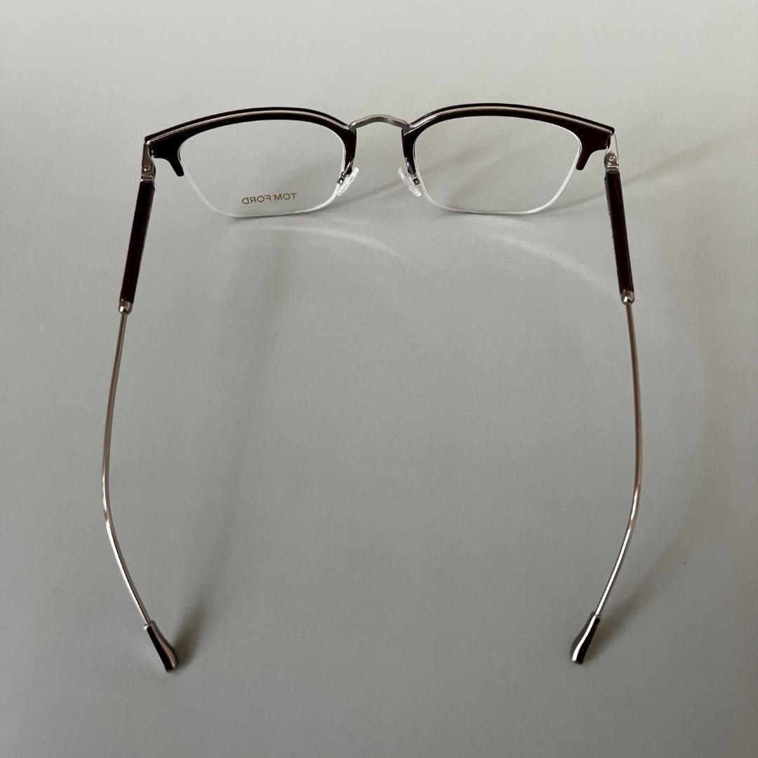 トムフォード メガネ ハーフリム ブラウン 茶色 メタル ナイロール シンプル