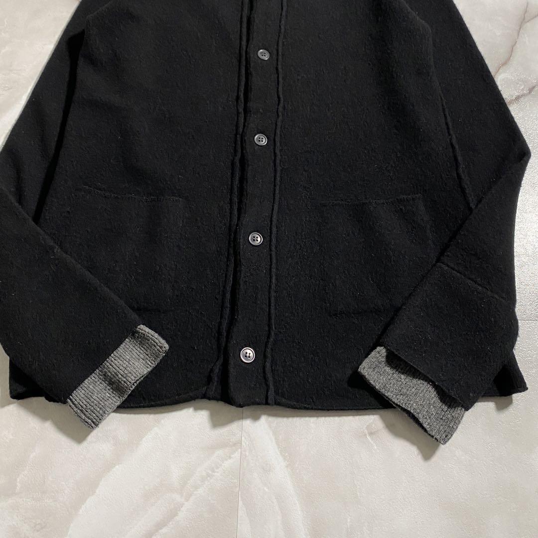 A14841 Y´s 10AW 縮絨ウールインサイドアウトカーディガン 黒2