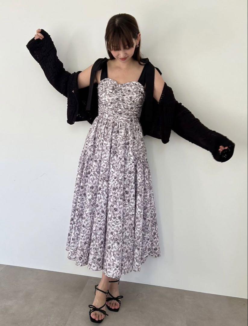 snidel ショルダーリボンフラワーワンピース Sサイズ