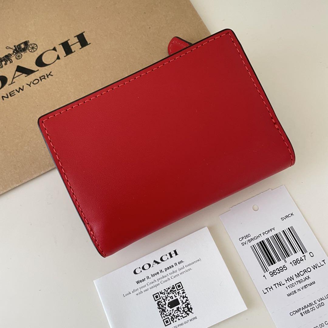 COACH コーチ 折り財布 レッド 赤色 三つ折り財布 ミニ