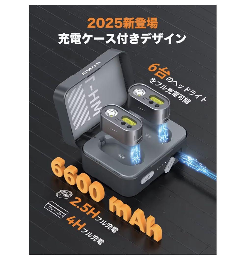 ATUMAN ヘッドライトMH1大容量6600mAh充電ケース付き多機能