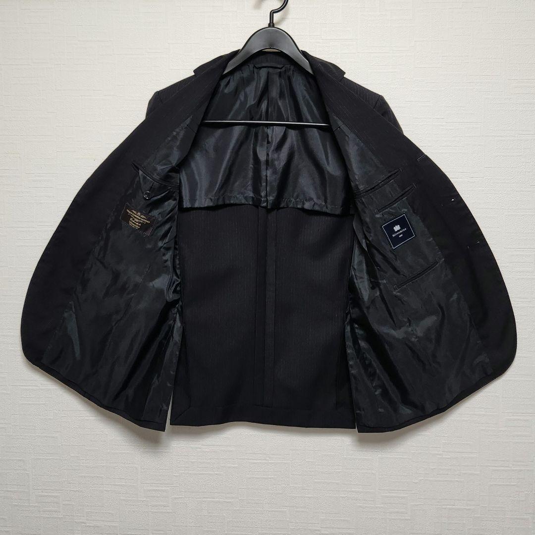 ミツミネ　×　カノニコ　メンズ　スーツ　セットアップ　ダークグレー　ストライプ
