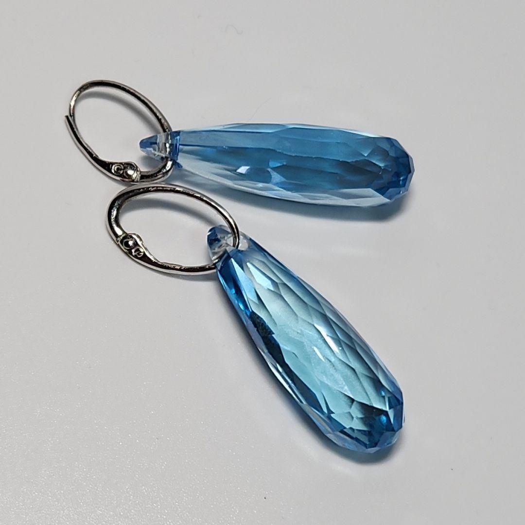 セール★SWAROVSKI★Dextera ロングドロップピアス ブルー SWAROVSKI】スワロフスキー ティアドロップ ピアス ブルー