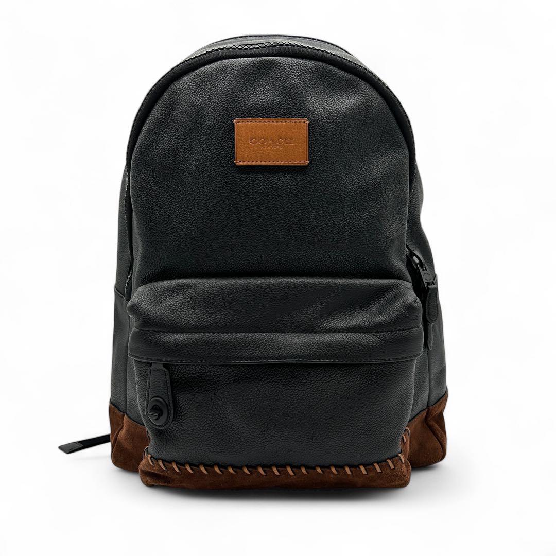 極美品 COACH リュック ヴァーシティ 71994 レザー ブラック メンズ