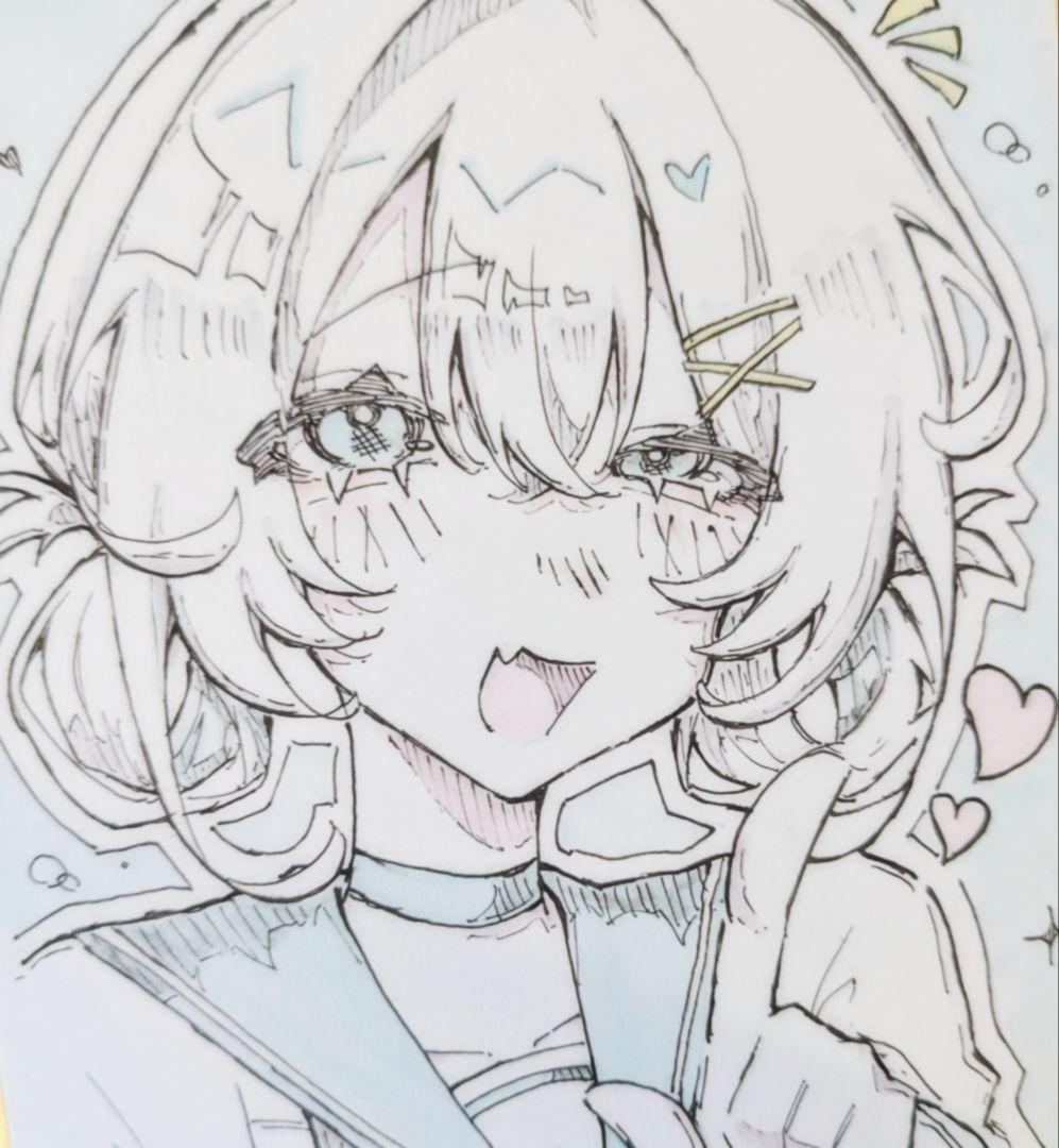 ゆぴ　イラスト手描き色紙 手描き イラスト 色紙 - メルカリ