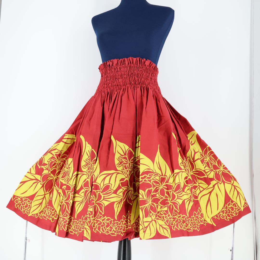 美品 日本製フラダンス衣装】レッド×イエロー ハレハワイイ