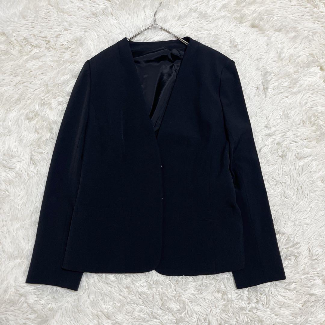 極美品✨ ru セットアップ スーツ ノーカラー ストレッチ 3L ブラック
