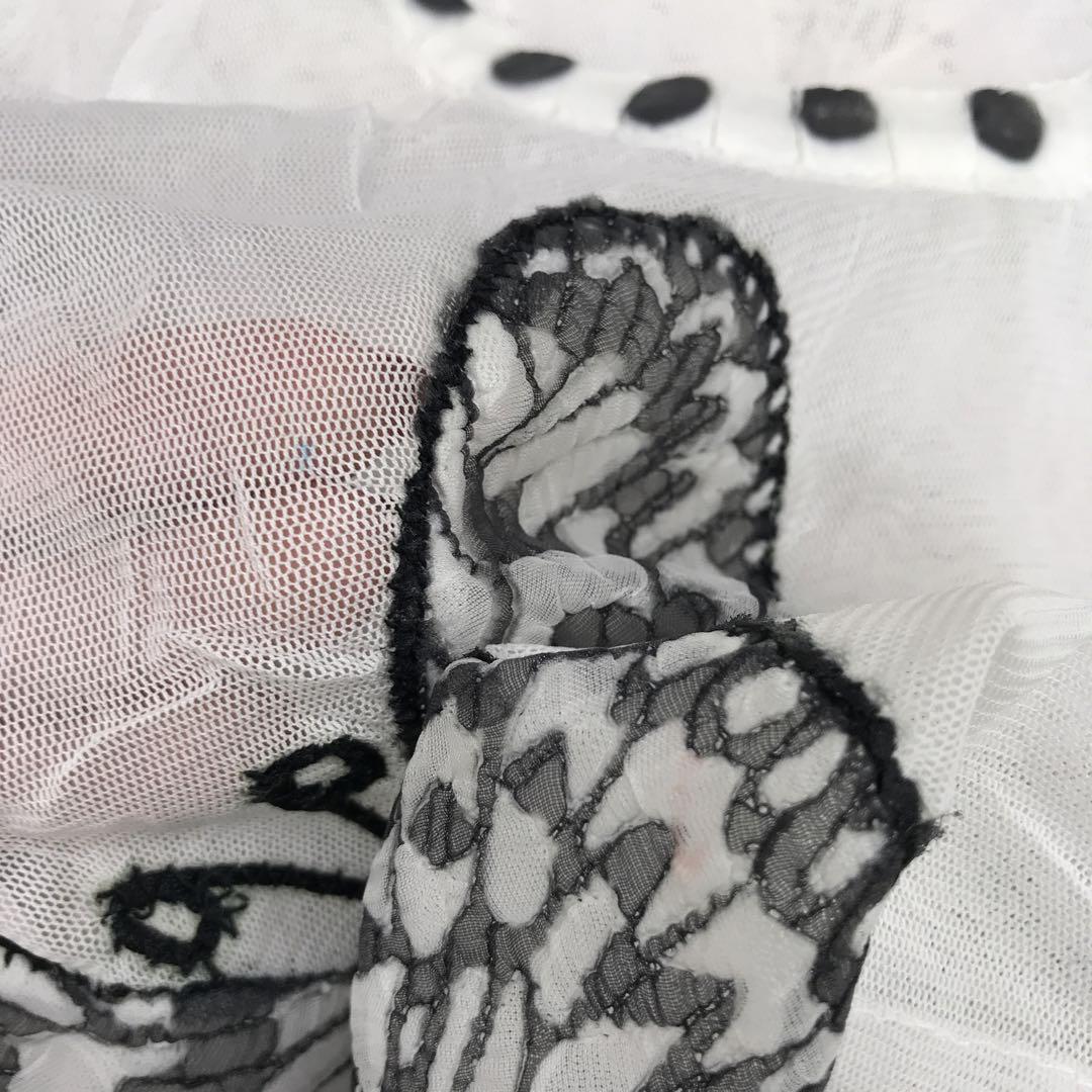 希少デッド古着YOSHIKI HISHINUMA 白黒蝶々刺繍 メッシュトップス