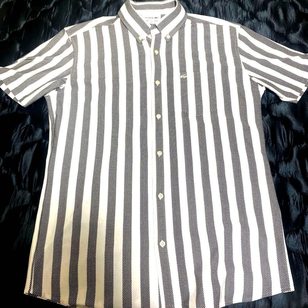 LACOSTE スリムフィット ストライプシャツ US S