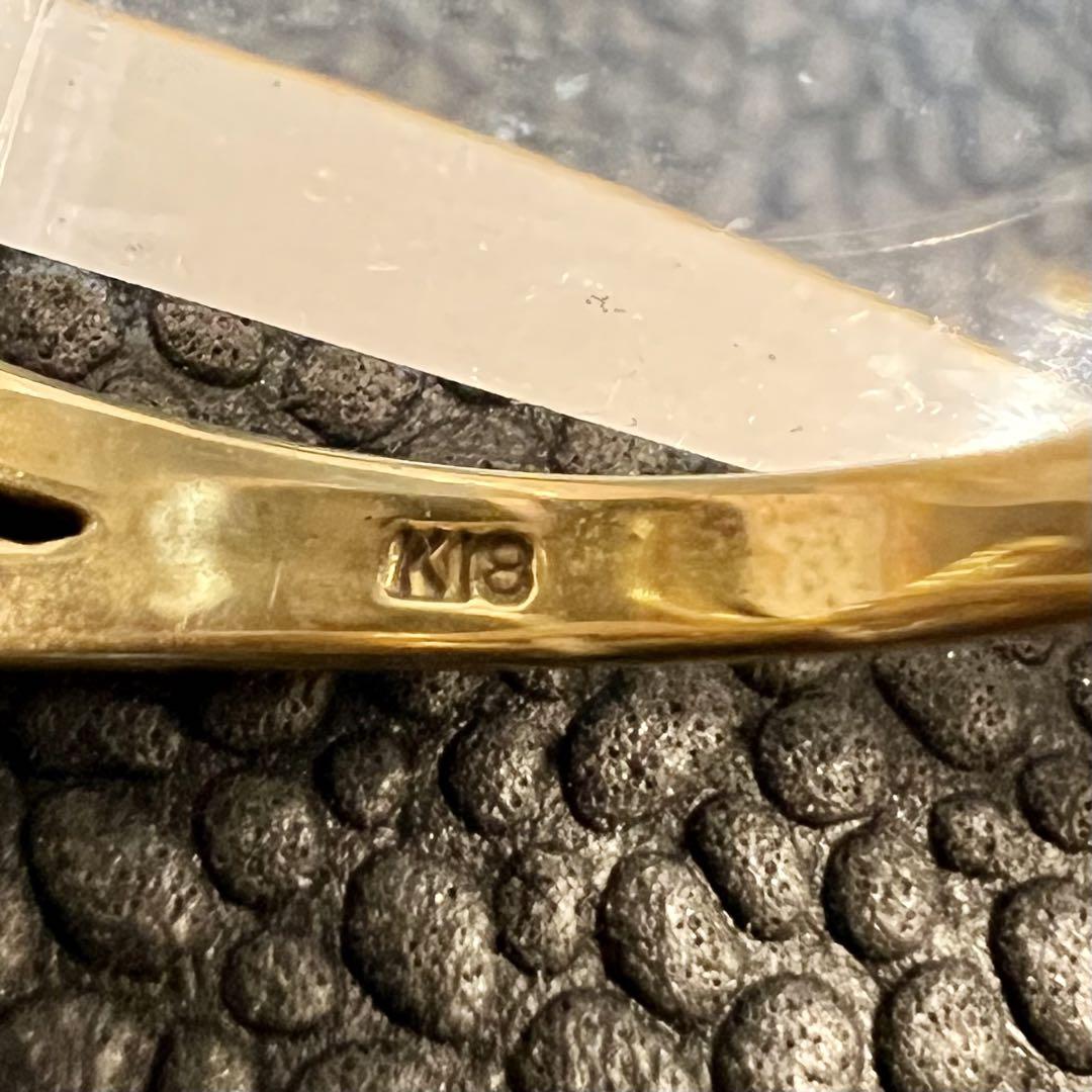 (B042403) K18ダイヤリング リボン 約12号 18金YG