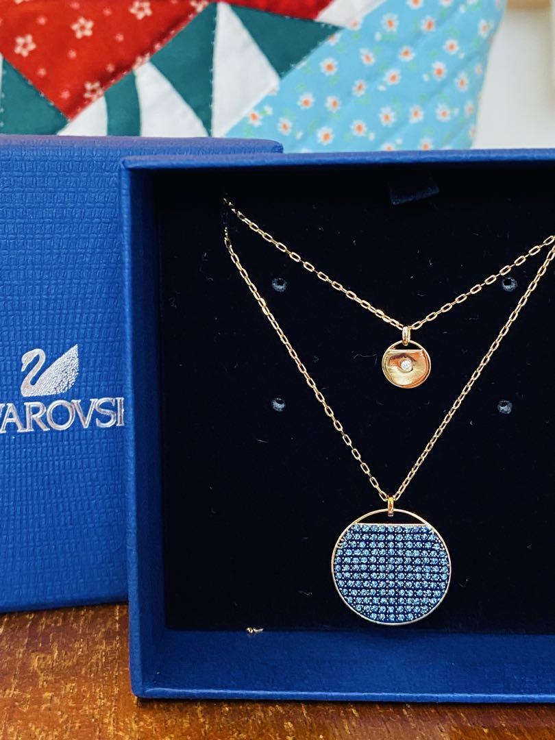 【美品】Swarovski スワロフスキー 2連ゴールドチェーンネックレス