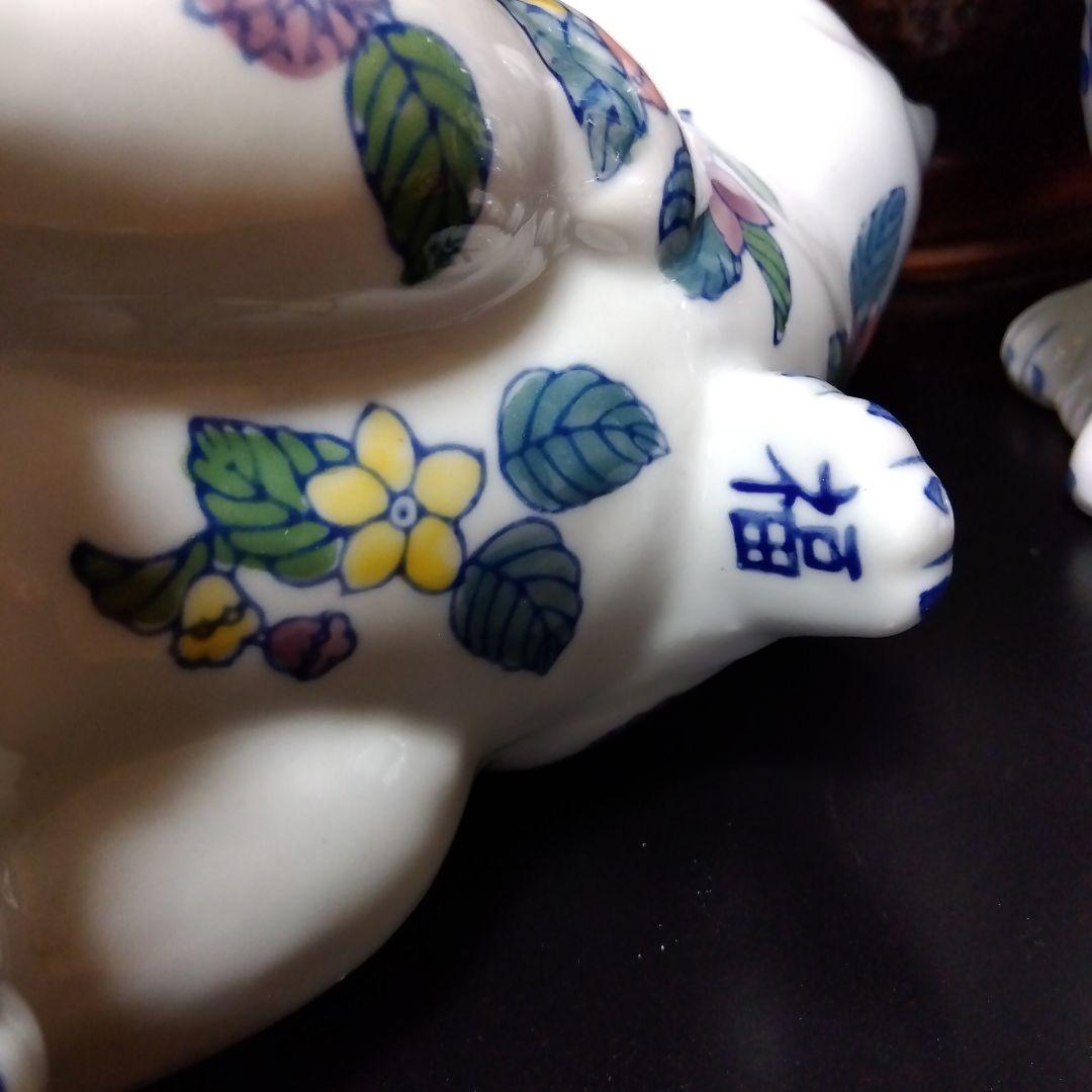 専用　陶器製猫の置物 招き猫　開運招福　千客萬来　花柄 26cm