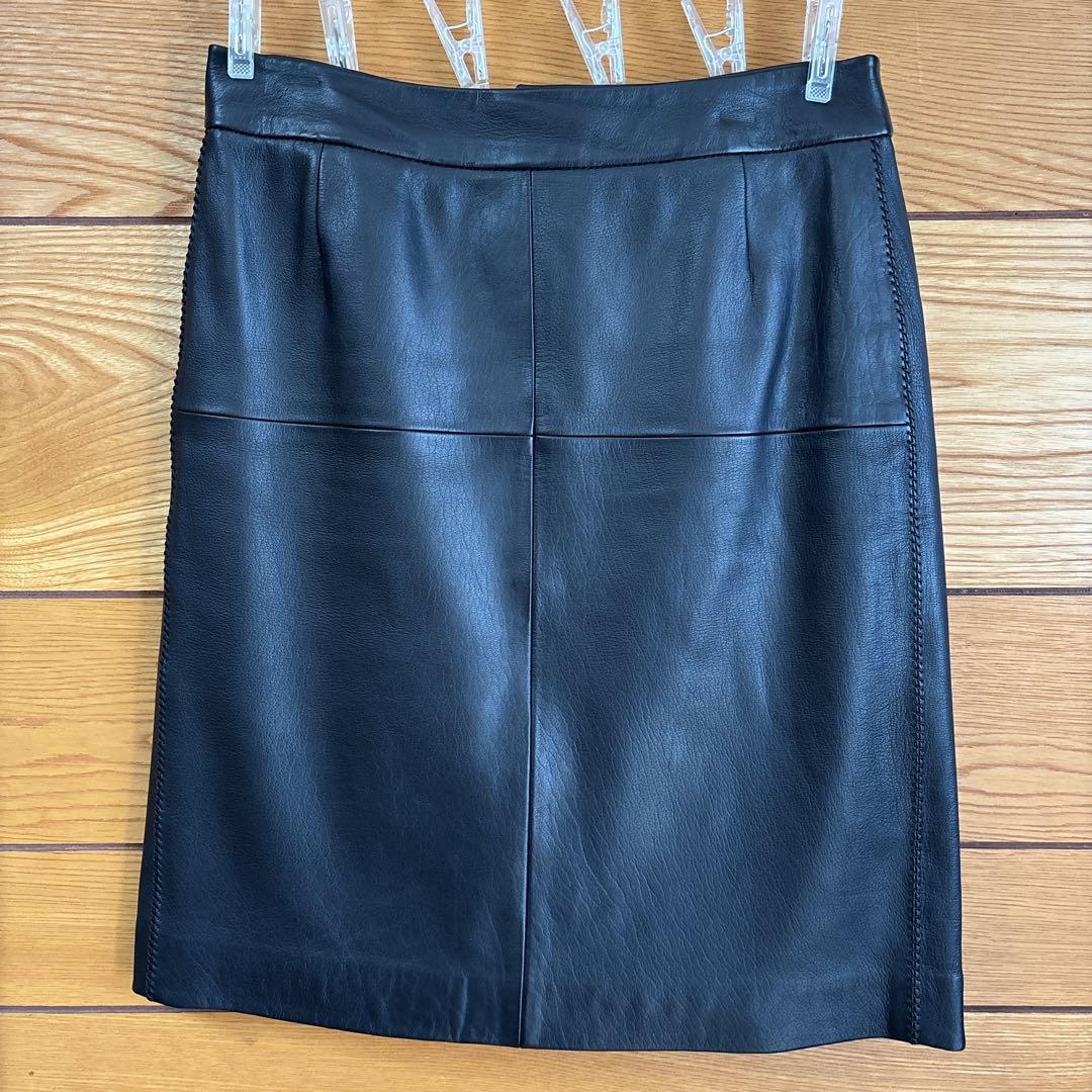 COMME CA コムサ 羊革　黒　スカート