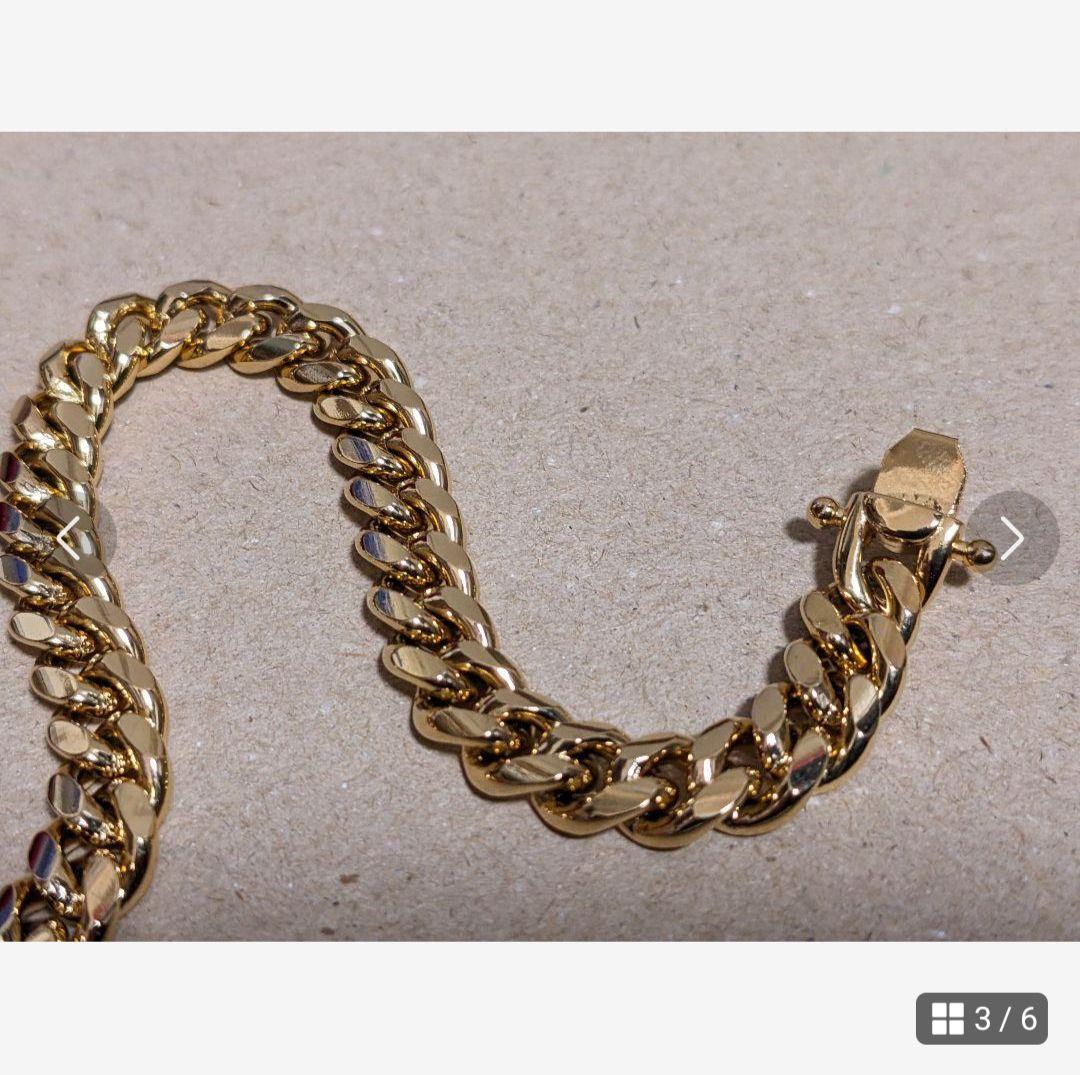 【21.5cm】【8mm】【18K刻印】【Miami Cuban】ブレスレット