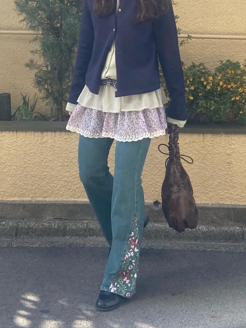 S 新品 フリルラップレイヤード ショートパンツ カーキ TINA：JOJUN