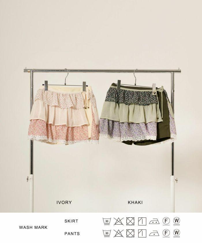 S 新品 フリルラップレイヤード ショートパンツ カーキ TINA：JOJUN