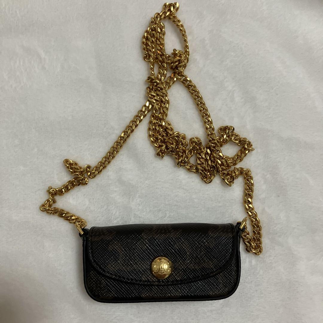 CELINE セリーヌ　チェーン付き リップケース　トリオンフキャンバス　バッグ