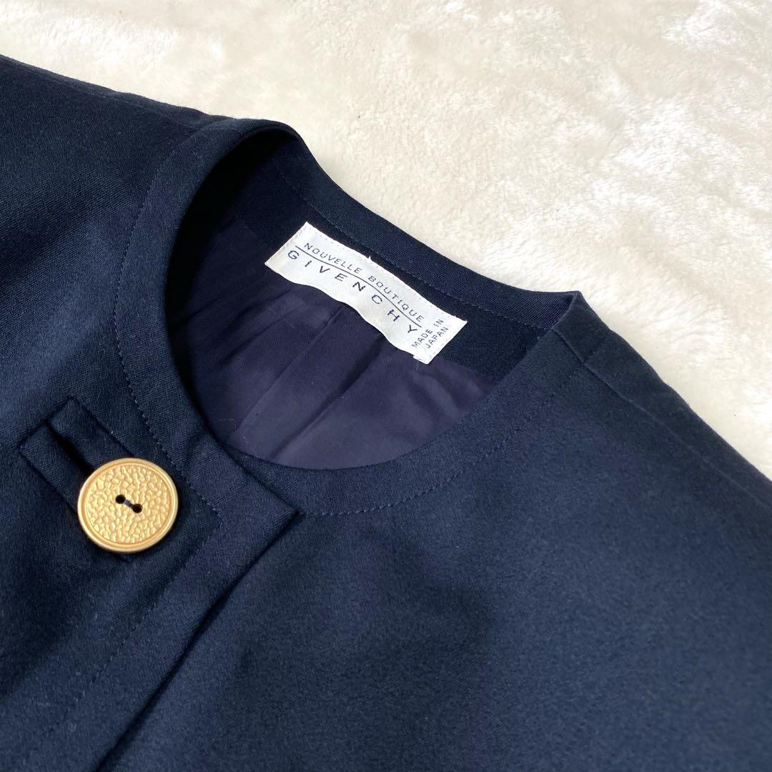 GIVENCHY ✨良品✨ ノーカラージャケット 金ボタン ゴールド 濃紺