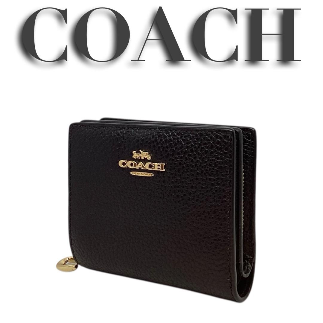 コーチ COACH ブラック ゴールド 二つ折りミニ財布