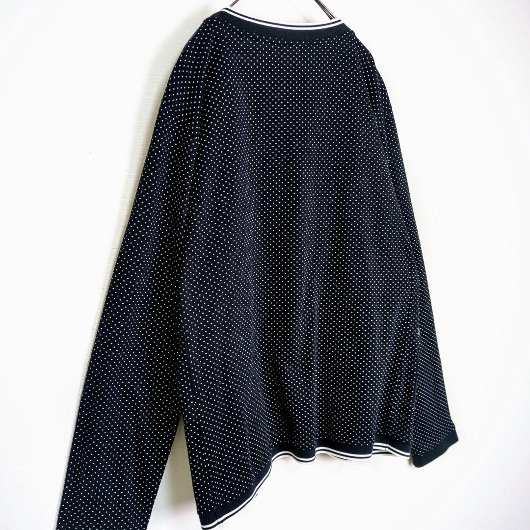 【人気デザイン】フレッドペリー☆刺繍ロゴカーディガン　L　ドット　ダークネイビー