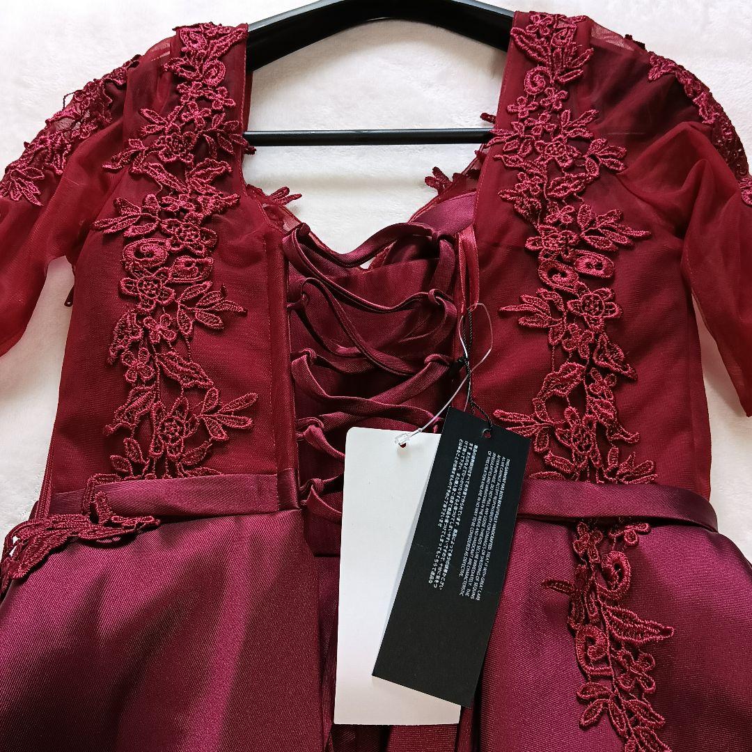 ANNABELLE　レース七分袖　ミディアム丈ドレス　ワインカラー mdprevattcaulkingandwaterproofing.com