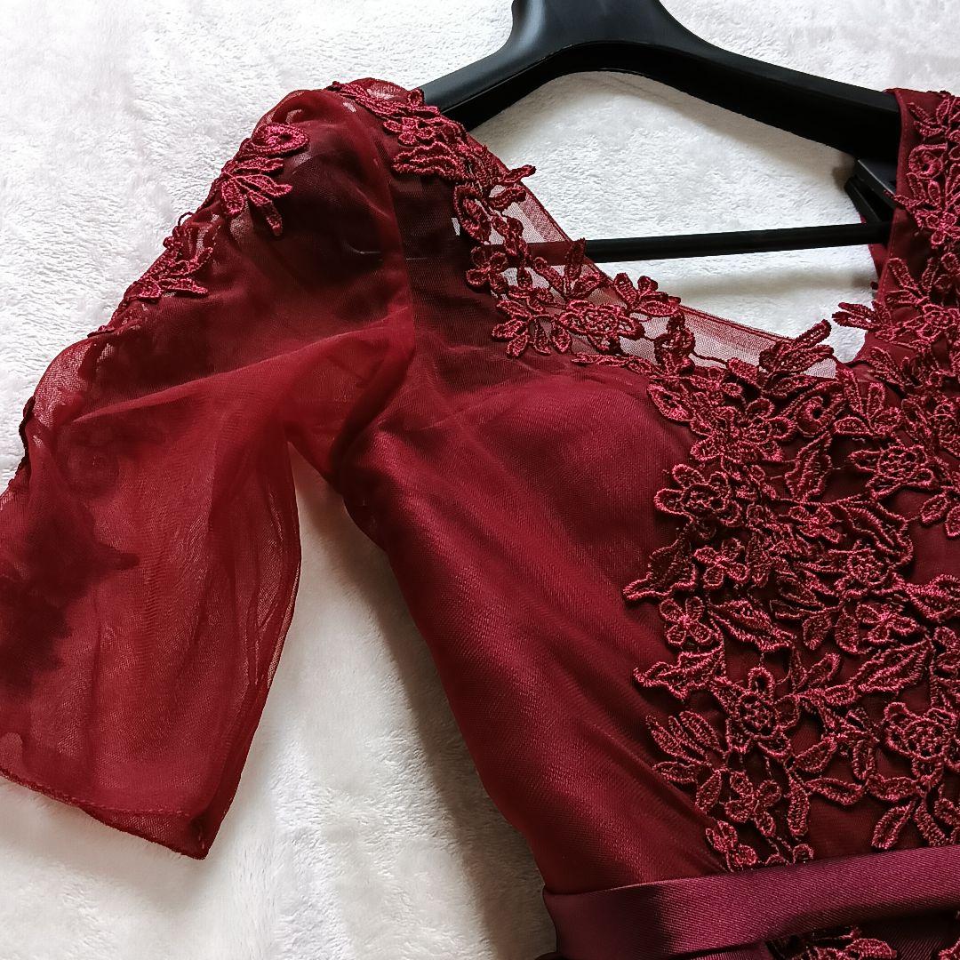 ANNABELLE　レース七分袖　ミディアム丈ドレス　ワインカラー mdprevattcaulkingandwaterproofing.com