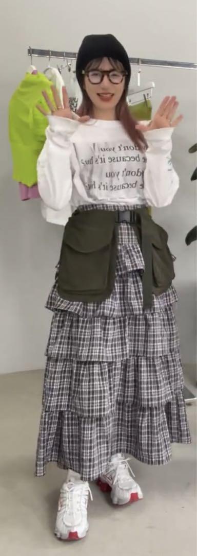新品 sanself チェックフリルスカート