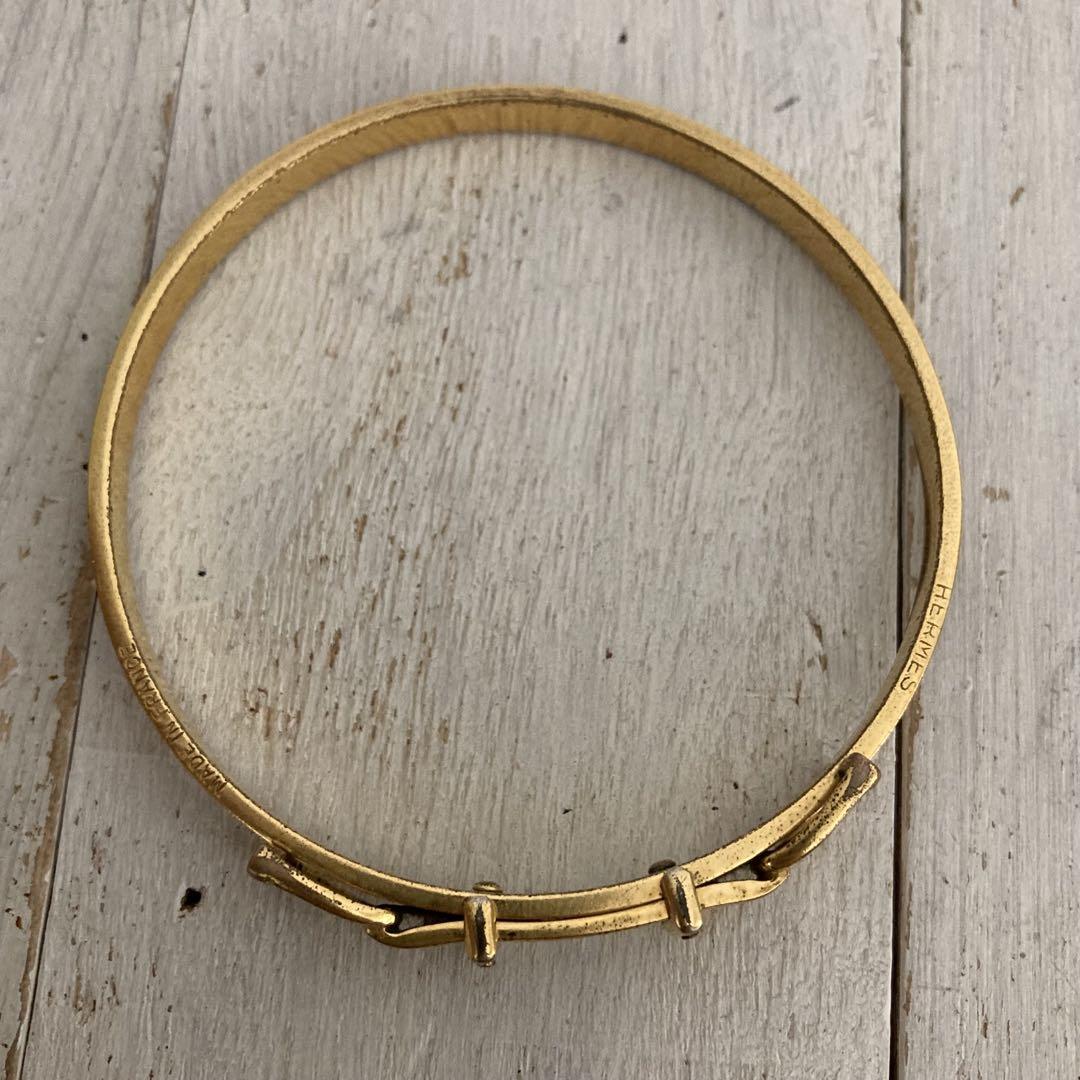 HERMES エルメス バングル レッドレザー× ゴールドカラー - メルカリ