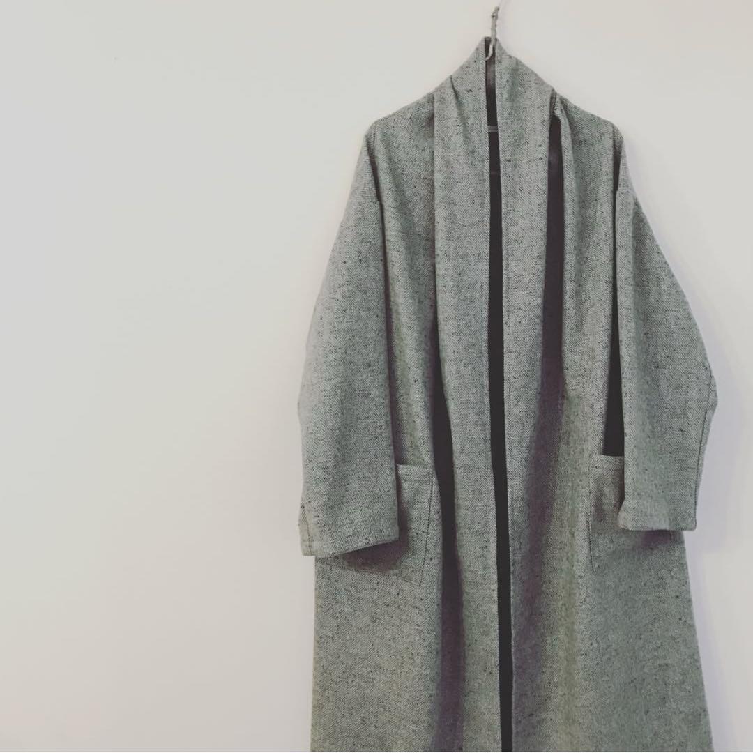 新品 s-clothes-tree ウールリネン前開きロングコート