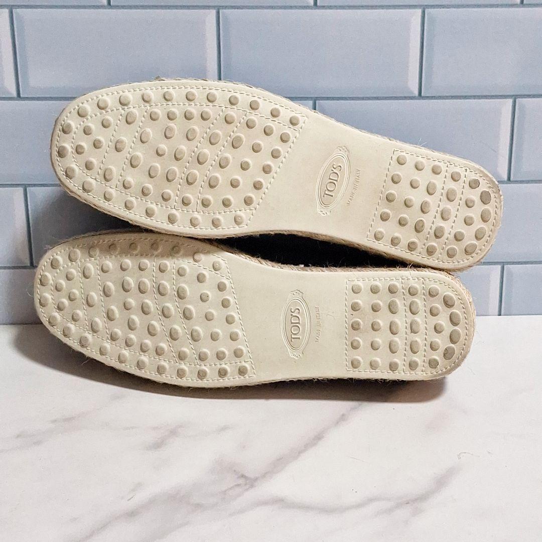 美品 トッズ TOD'S エスパドリーユ リボンモカシン デッキ