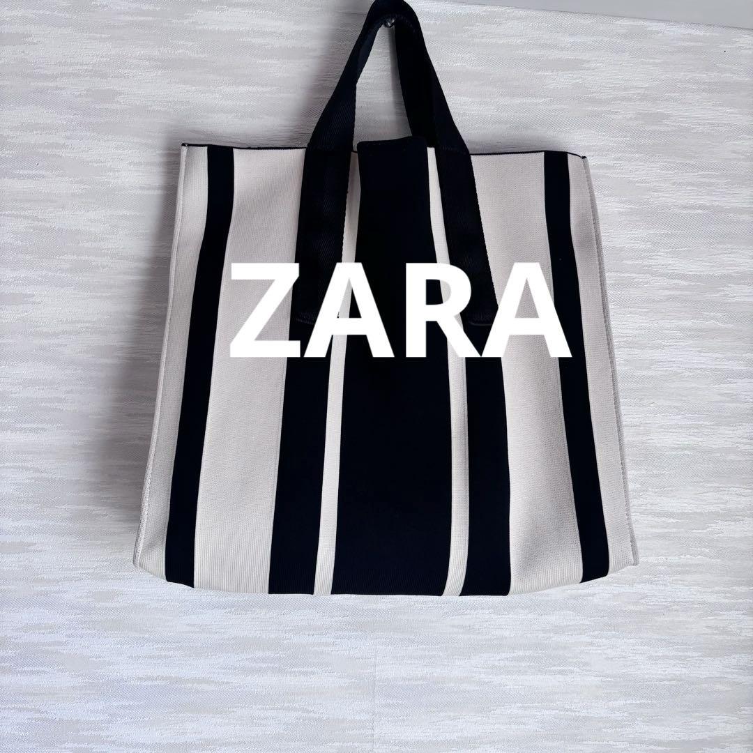 ZARA ザラ ストライプトートバッグ ZARA ストライプ トートバッグ - メルカリ