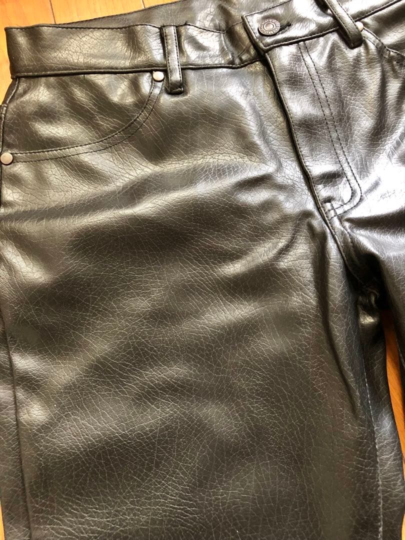 BISON レザーパンツ ベルボトム フレア デッドストック 黒 サイズ30 BISON レザーパンツ ベルボトム フレア デッドストック 黒 サイズ30