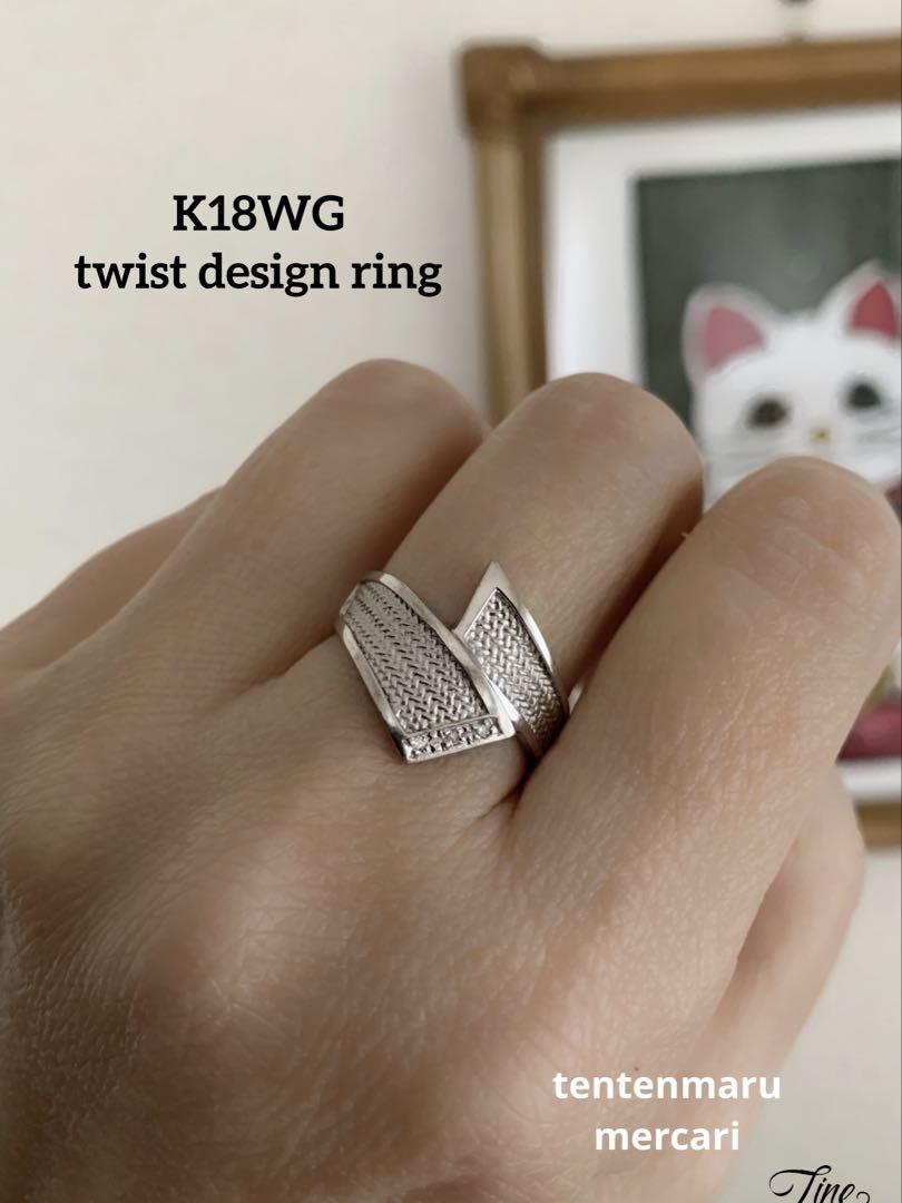 K18WG ☆ ツイストデザインリング　☆和モダン・4.4g☆