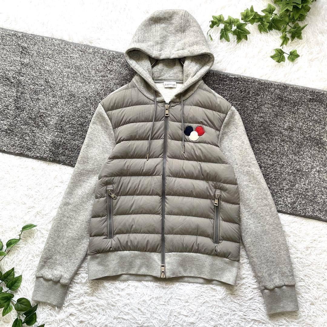 MONCLER マグリアカーディガン グレー　ダウン ロゴワッペン　メンズ　L