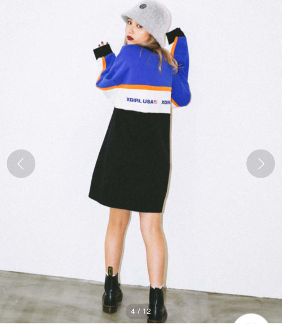 X-girl TRI-COLOR SWEAT DRESS jUSuh-m54074748786 エックスガール 得価正規品
