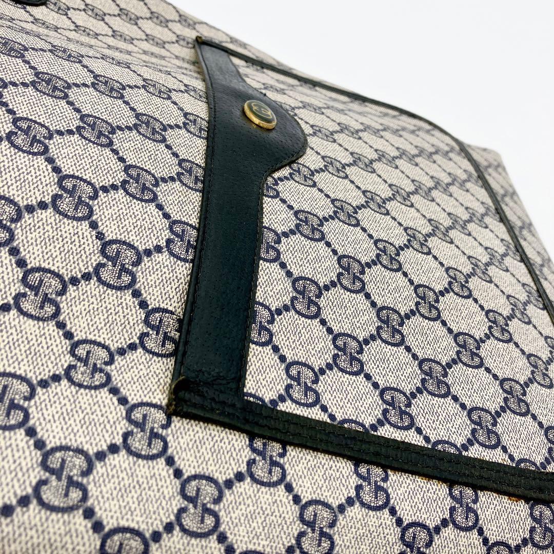 GUCCI】トートバッグ GGスプリーム グレー×ネイビー シェリーライン