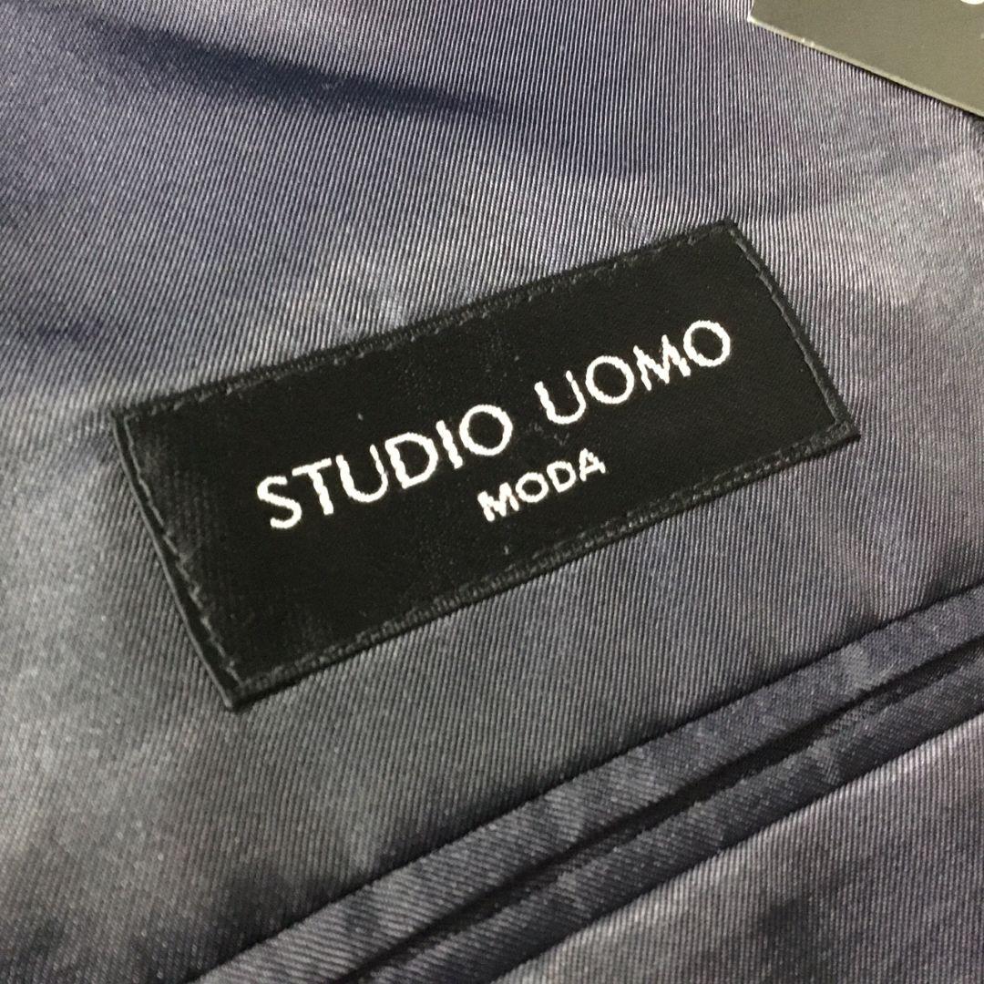 STUDIO UOMO スーツ 毛100% ウールマーク ネイビー