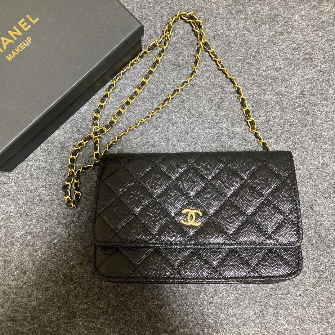 Chanel ノベルティ ハートチェーンデザイン ブラック シャネル CHANEL チェーンウォレット レディース ブラック