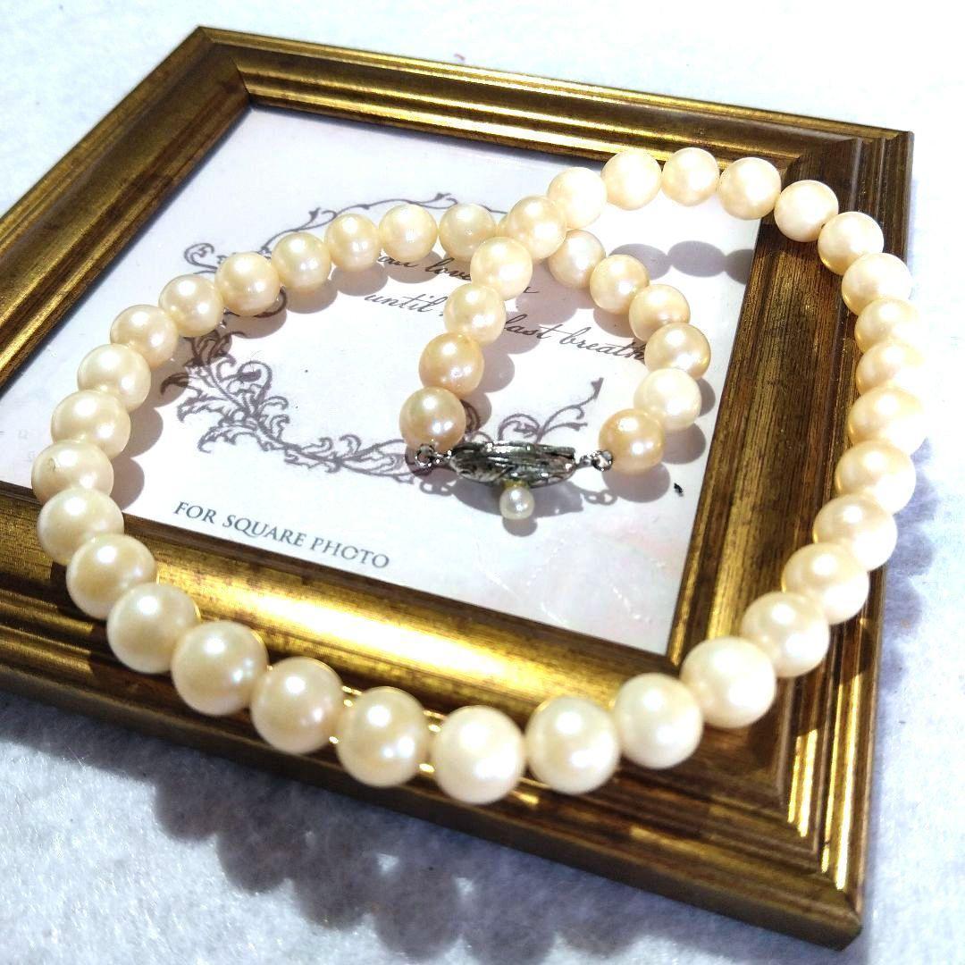 本真珠 Pearlパール ネックレス シルバー刻印留具 糸替え済