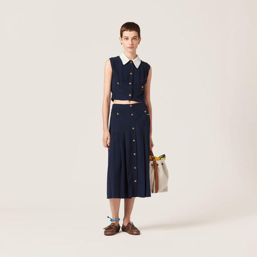 【MiuMiu】フロントボタン付きロング丈マロカインスカートセット 画像6