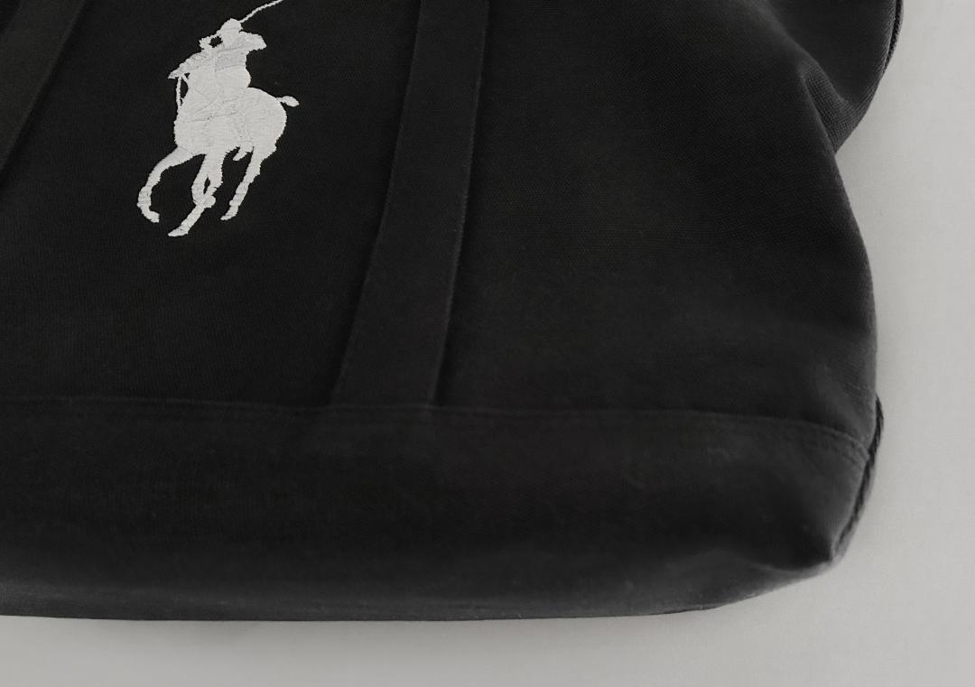 【美品】ラルフローレン ラージサイズ キャンバス トートバッグ 黒 ビッグポニー