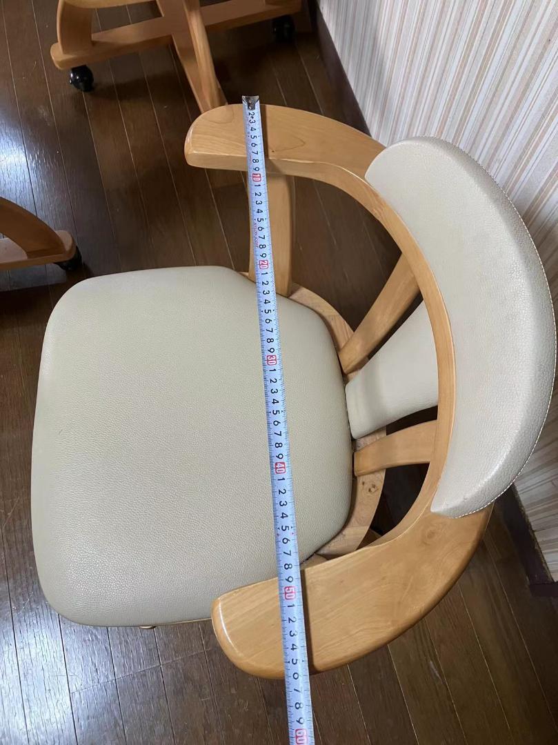 2脚セット　ダイニングチェア　食卓椅子　キャスター付き　回転式　木製
