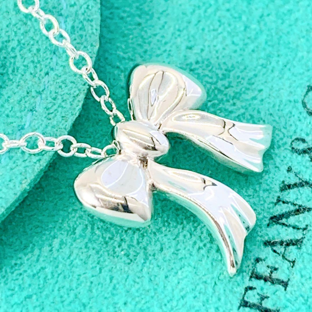 美品 ティファニー リボン ネックレス チェーン社外品 シルバー925