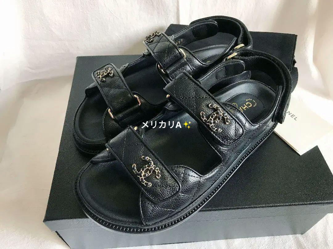 シャネル キャビアスキン フットベット サンダル