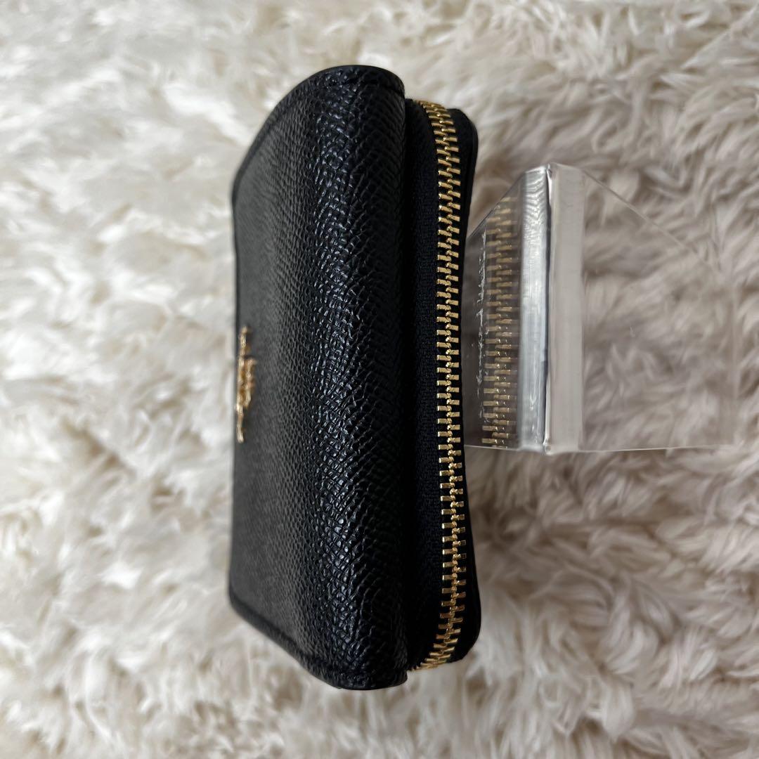 【未使用級】コーチ　COACH 三つ折り財布　黒　レザー　スモール　ウォレット